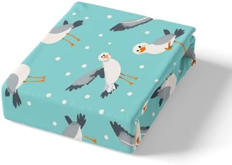 Feelyou Kids Seagull Sheet Set with Deep Pockets and Polka Dots Design