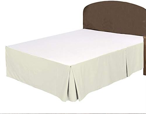 Box Pleated Bed Skirt Elastic Ivory Twin