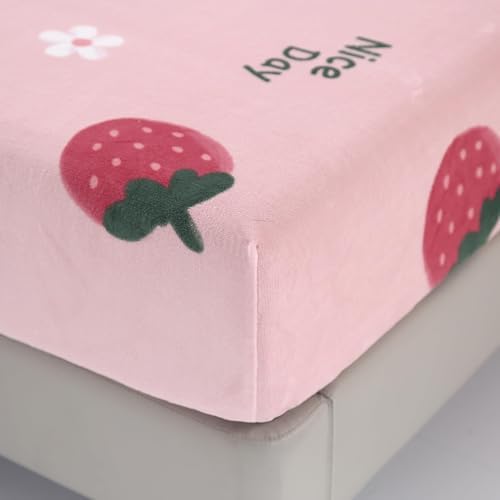 MAG 3Pcs Pink Flannel Bed Sheet Set