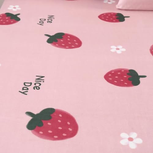 MAG 3Pcs Pink Flannel Bed Sheet Set