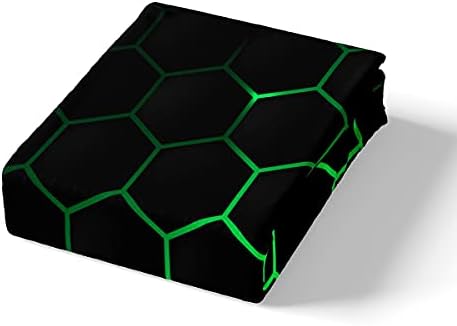 Feelyou Hexagonal Bedding Sheet Set Neon Green Black 3Pcs Full Size