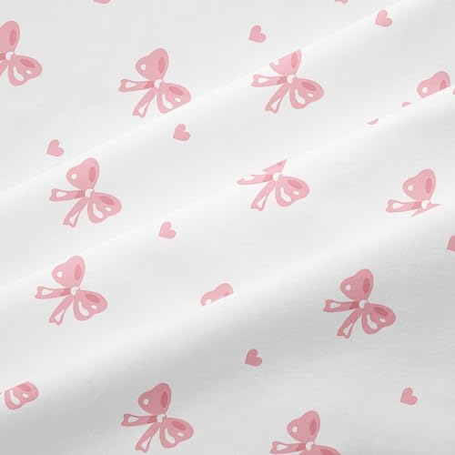 Pink Heart Bow Comforter Set 3 Piece Full Size