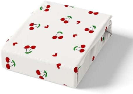 Feelyou Kids Red Cherry Fitted Sheet Set Queen Size
