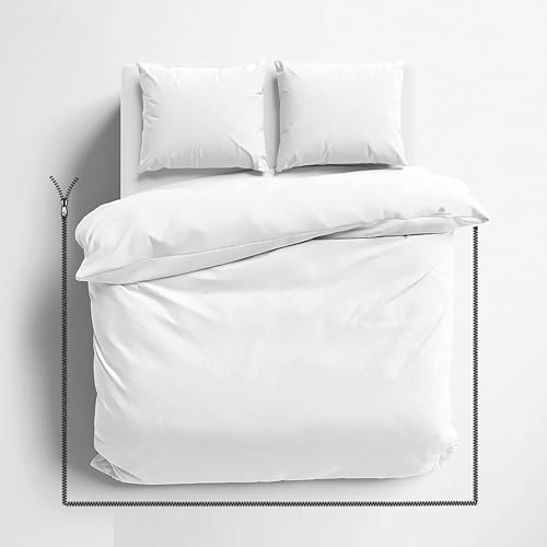 PURE ECO 3 Side Zipper Cal King Duvet Cover Set - White