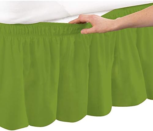 Wrap Around Bed Skirt with Elastic Ruffles 600TC Black Full Drop