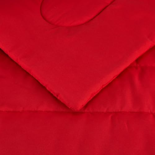 Amazon Basics 2 Piece Microfiber Kids Comforter Set Red Solid