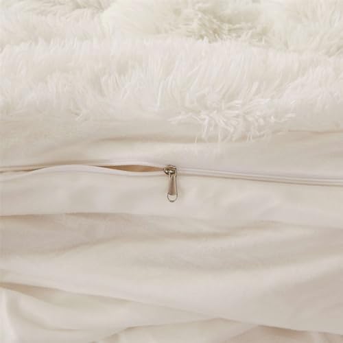 Fluffy White Comforter Set Twin Size 2 Pieces