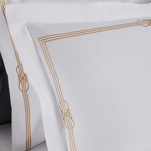 Superior Embroidered Cotton Duvet Cover Set King Size White