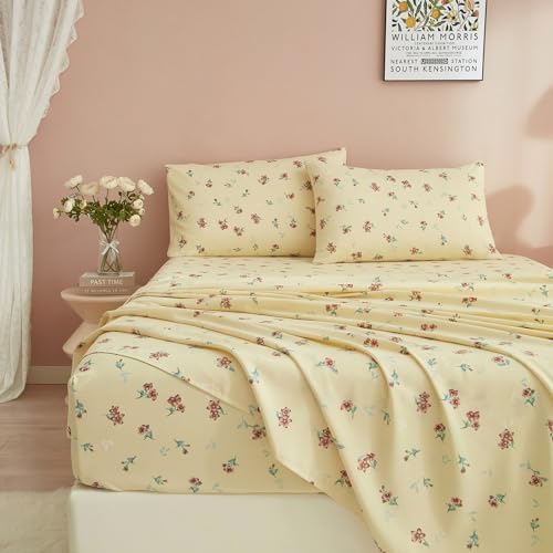 HighBuy Yellow Floral Twin XL Sheet Set 3 Piece