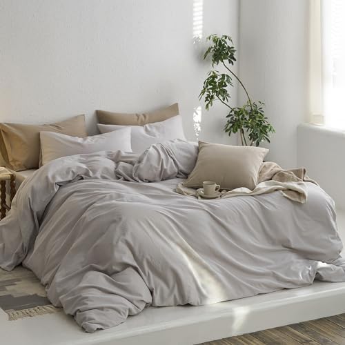 MooMee Cal King Duvet Cover Set - 100 Washed Cotton Soft Durable