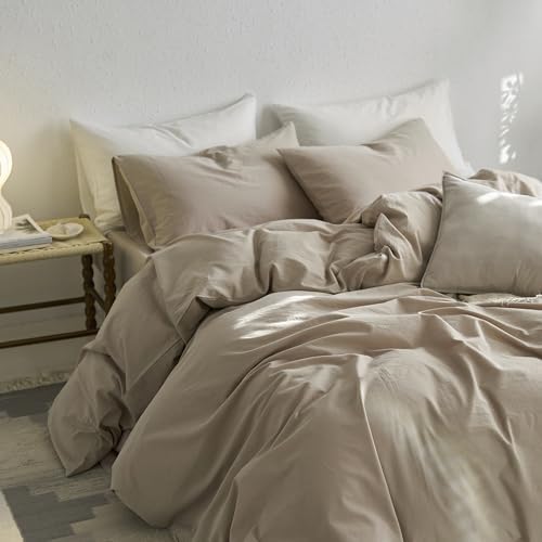 MooMee King Duvet Cover Set 100 Washed Cotton Twill Fabric