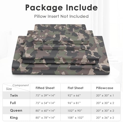 Pamnest Full Size Bed Sheet Set Camouflage
