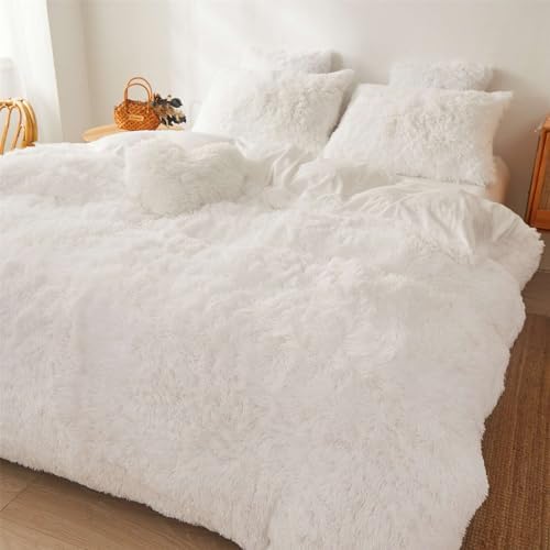 Fluffy White Comforter Set Twin Size 2 Pieces