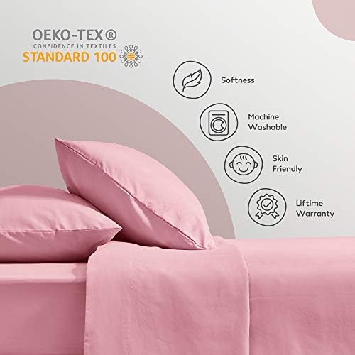 SLEEP ZONE Kids Queen Bed Sheet Set 4-Piece - Ballet Pink