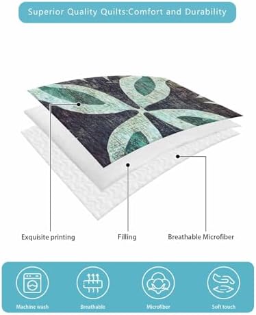 Stongaro Retro Abstract Quilt Comforter Set 3 Pieces Twin XL