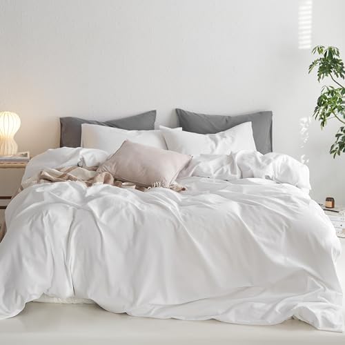 MooMee King Duvet Cover Set - 100 Washed Cotton Thick Sturdy Super Soft