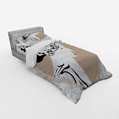 Ambesonne Retro Bedding Set Pale Grey Tan 3 Piece Twin XL