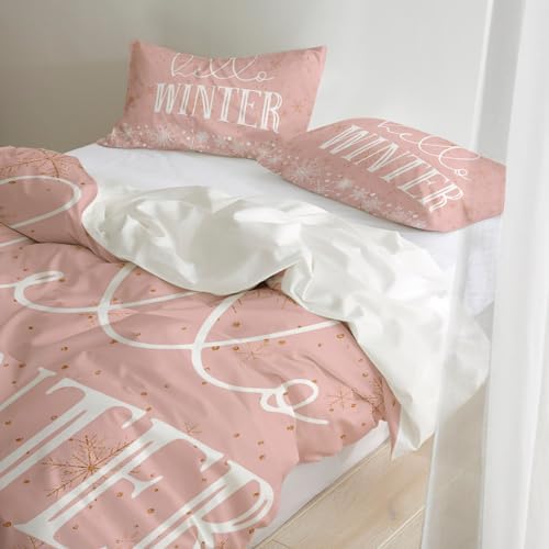 LooPoP Snowflake Pink Duvet Cover Set California King