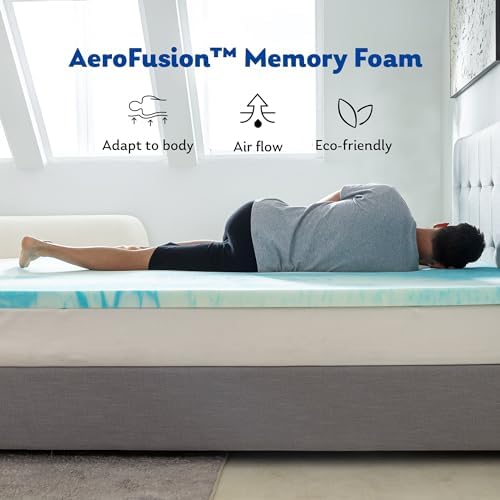 MLILY 3 Inch Gel Memory Foam Mattress Topper Blue