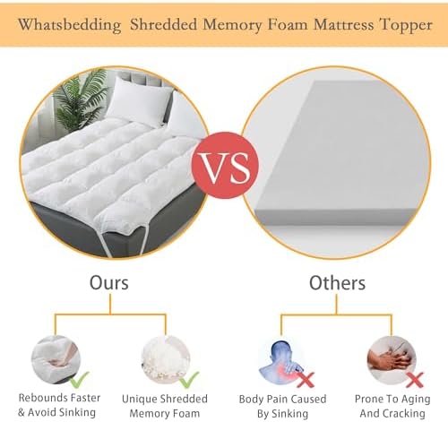 WhatsBedding 3 Inch Memory Foam Mattress Topper King Size