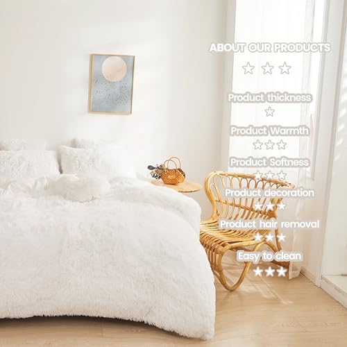 Fluffy White Comforter Set Twin Size 2 Pieces
