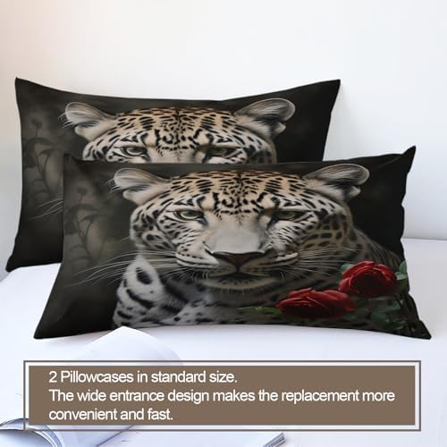 Leopard Rose Duvet Cover Set for Kids and Adults