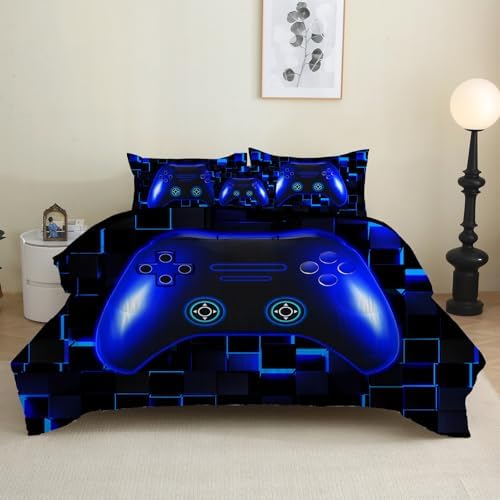 PALENVILI Boys Gamer Comforter Set 6 Pieces Twin Blue 1