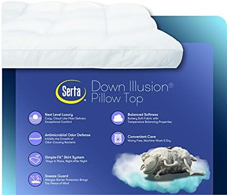Serta Down Illusion 2 Inch Pillowtop Mattress Topper White