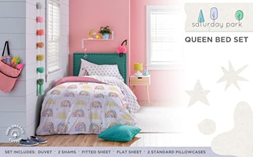 Saturday Park Doodle Rainbow Queen Bed Set - 7 Piece 100 Organic Cotton