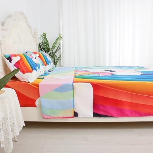 FUYEUN Unicorn Fitted Sheet Set Queen Size 4PCs