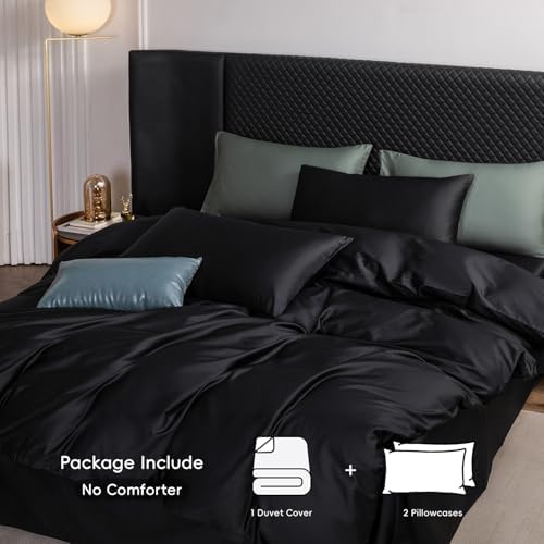 MooMee Luxury Duvet Cover Set 3 Pieces Black King 104x90