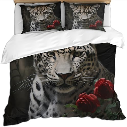 Leopard Rose Duvet Cover Set for Kids and Adults