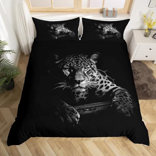 Feelyou Black Jaguar Duvet Cover Set King Size