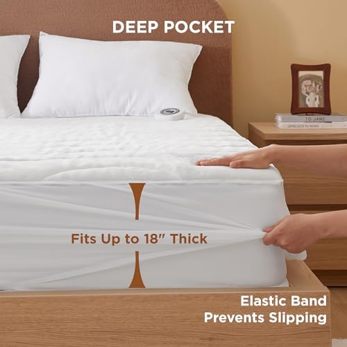 Bedsure Heated Mattress Pad Queen with 10 Heat Settings and Dual Controllers