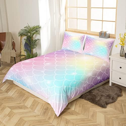 Feelyou Fish Scales Duvet Cover Set for Girls