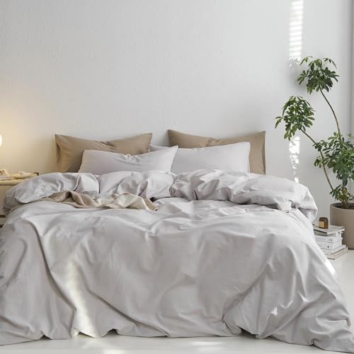 MooMee Cal King Duvet Cover Set - 100 Washed Cotton Soft Durable