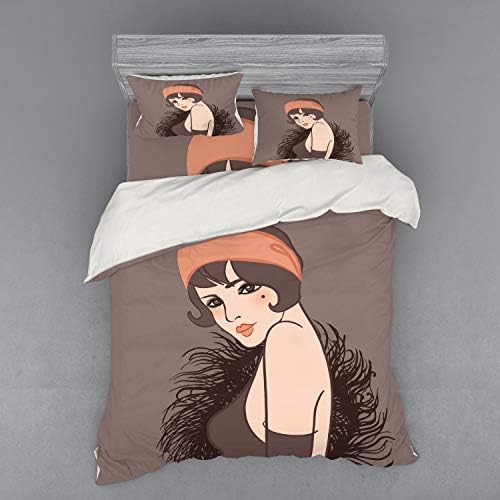 Ambesonne Pin Up Girl Duvet Cover Set - Dark Taupe