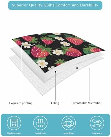 Stongaro Twin XL Strawberry Comforter Set 3 Pieces 1