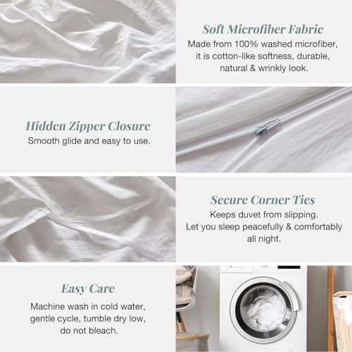 PURE ECO 3 Side Zipper Cal King Duvet Cover Set - White
