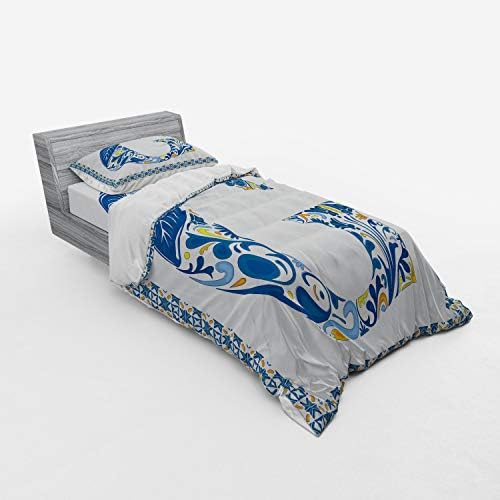 Ambesonne Letter G Duvet Cover Set 3 Piece Twin Blue Yellow Orange
