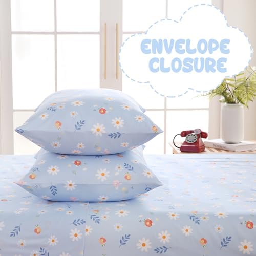 Yibeizi Blue Floral Kids Sheet Set - 3 Piece Twin