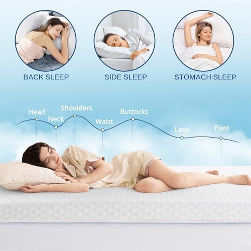 BEDHOURS Cooling Gel Memory Foam Mattress Topper Queen Size