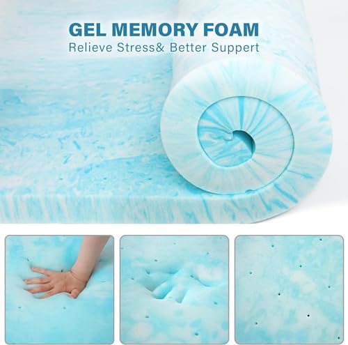 BedsPick 2 Inch Memory Foam Gel Cooling Mattress Topper Twin XL