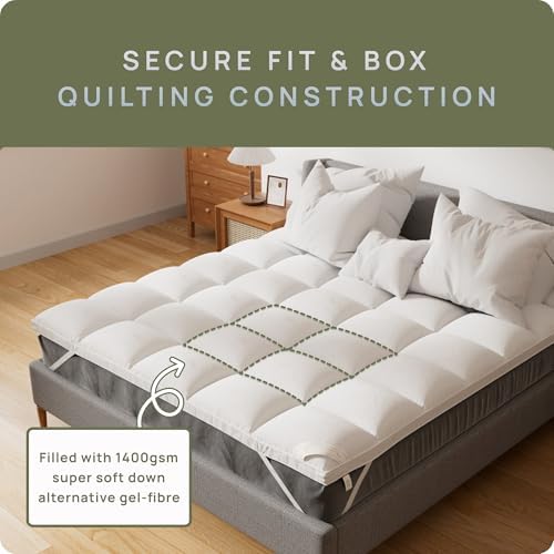 Extra Thick Mattress Topper King - Back Pain Relief Cloud-Like Comfort