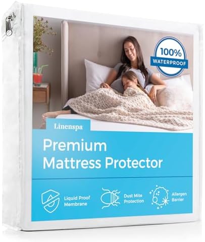 LINENSPA Premium Waterproof Mattress Protector - Full XL Size - White