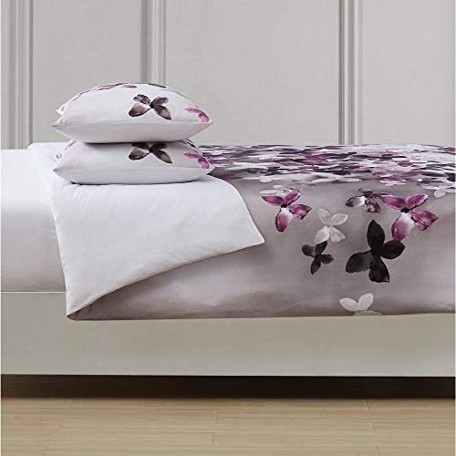 2 Piece Cotton Comforter Set Twin XL with Purple Grey Botanical Design