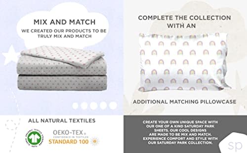 Saturday Park Doodle Rainbow Queen Bed Set - 7 Piece 100 Organic Cotton