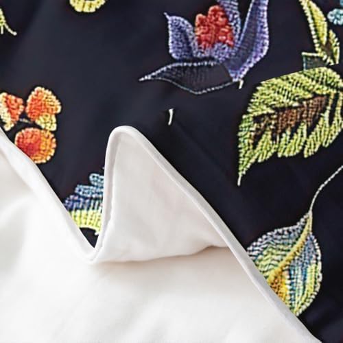 Feelyou King Size Duvet Cover Set with Hummingbird Flowers