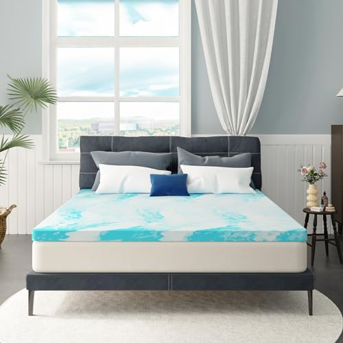 MLILY 3 Inch Gel Memory Foam Mattress Topper Blue