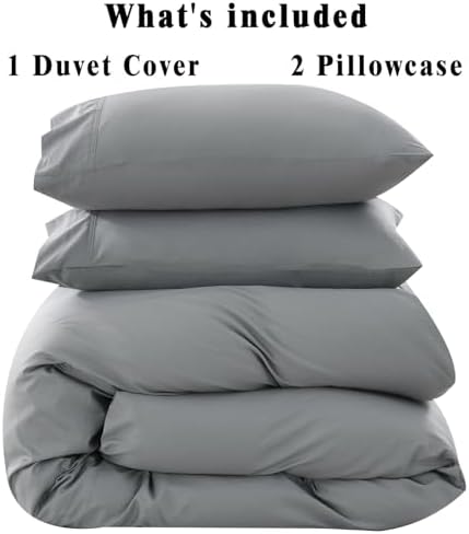 Organic Cotton Duvet Cover Set Cal King 3 Piece Grey